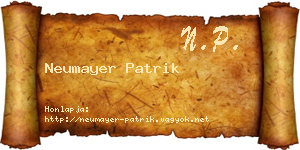 Neumayer Patrik névjegykártya